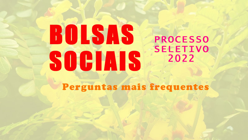 BOLSAS SOCIAIS - Processo seletivo 2022 - Dúvidas frequentes